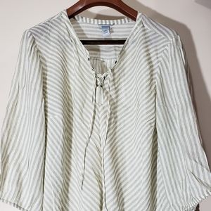 White/Tan Striped Pirate Boho Top 4X